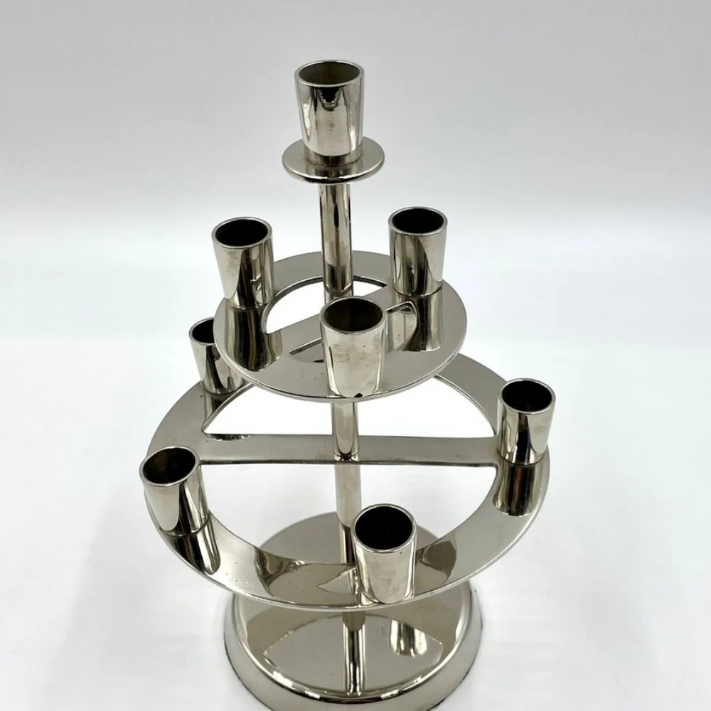 Elegant Crate and Barrel Candelabra Chrome/Nickel Table Centerpiece - Used Once.